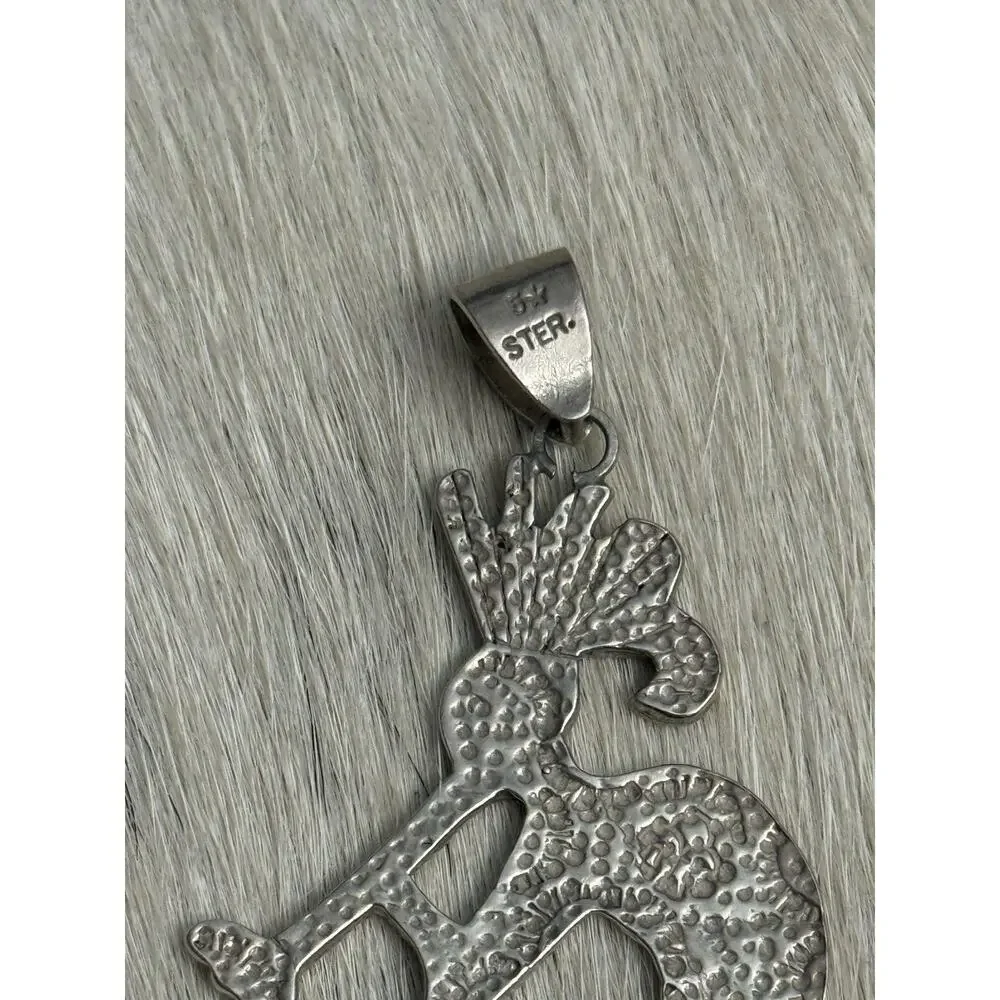 Native Sterling Silver Kokopelli Kachina Ceremonial Flute Dancer Pendant Signed